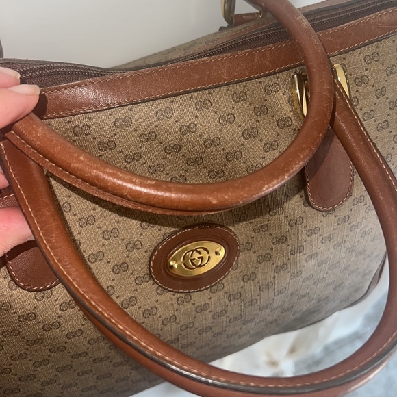 Authentic Gucci GG handbag shoulder bag or crossbody vintage purse brown tan - Picture 13 of 17